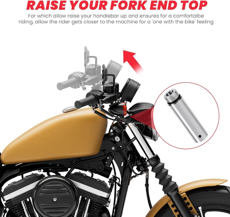kekykm 39mm Fork Tube 5" Extensions Compatible with Harley Davidson Sportster 883 1200 XL Dyna Glide FXR Chrome Powersports Fork Guards - Image 4